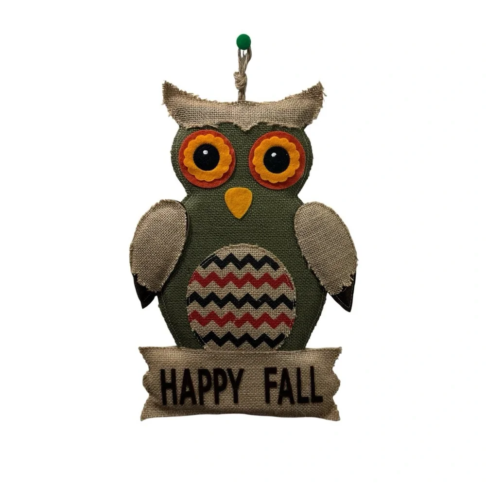 Fall Owl Fox Burlap Hanging Decor Thanksgiving Harvest Autumn Plush Set Of 3 24